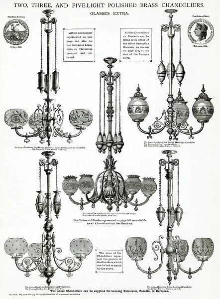 Polished brass and florentine bronzed chandeliers 1881