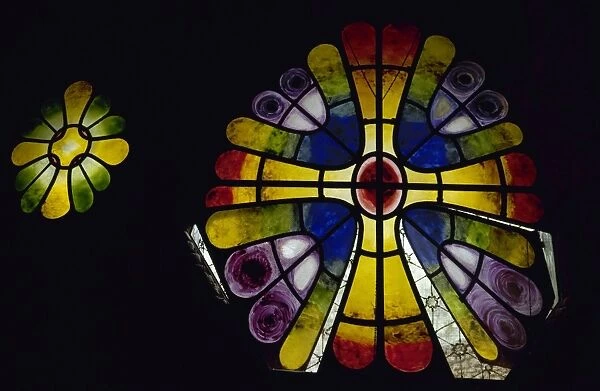 Stained glass window. 19th century. Crypt of the Colonia Gue