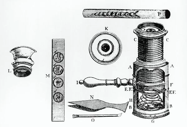 Engraving of a Wilson microscope