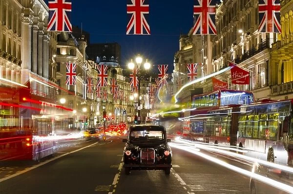 London, Regent Street, Union Jack Flags marking the Royal Wedding of Prince William and Kate