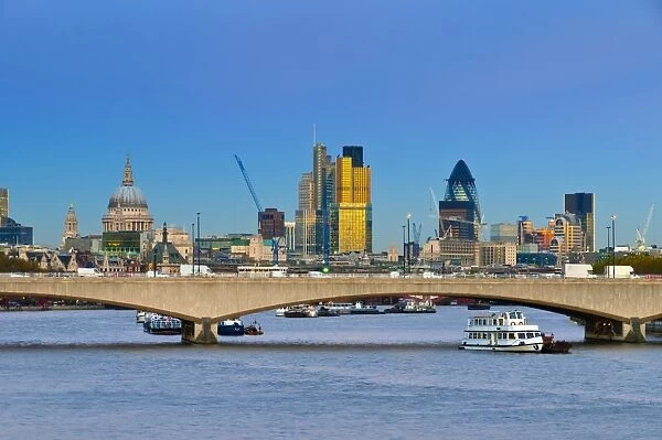 UK, England, London, The City of London skyline and River Thames, St. Pauls Cathedral