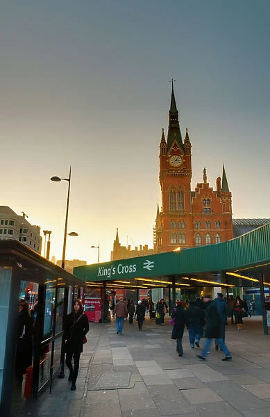 UK, England, London, Kings Cross Station and Midland Hotel above St. Pancras Station