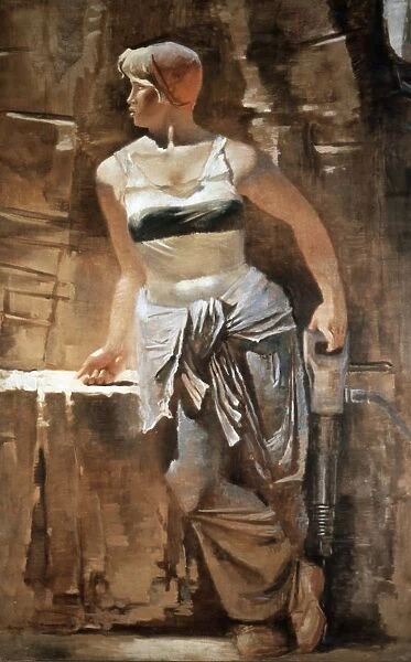 A girl: metro-builder 1937 painting by a, samokhvalov (1894 - 1971), socialist realism