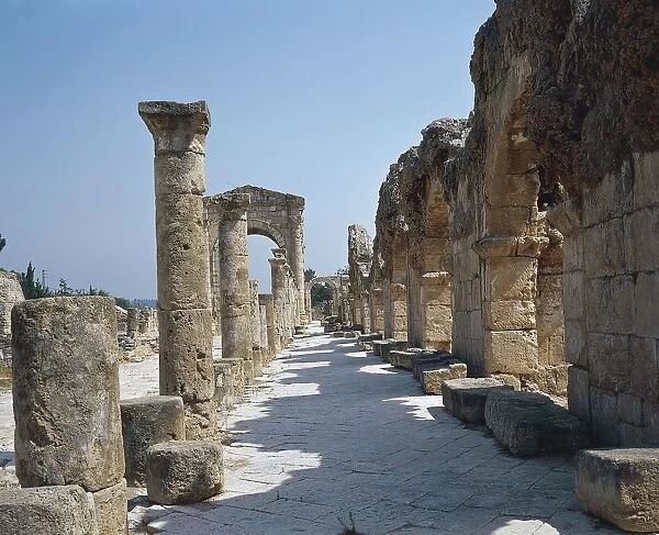 Lebanon, Tyre, ruins of old City of Tyre, Roman street with portico