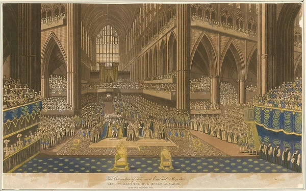 Coronation of King William IV and Queen Adelaide on 8 September 1831 (coloured engraving)