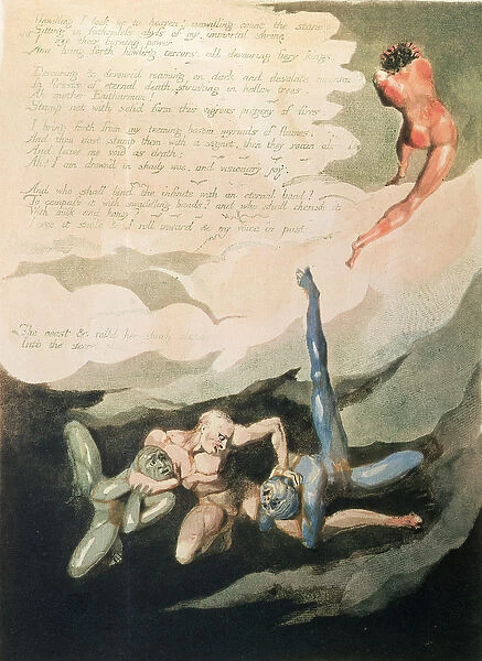 Europe a Prophecy Unwilling I look up, 1794 (relief etching with white line engraving