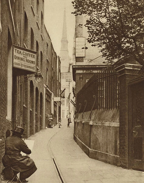 In Huggin Lane, which joins Lower Thames Street to Victoria Street, City of London (b  /  w photo)