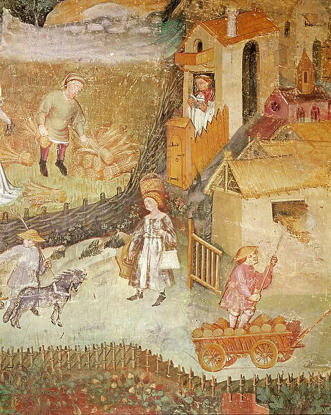 The Month of August, detail of a farm, c. 1400 (fresco)