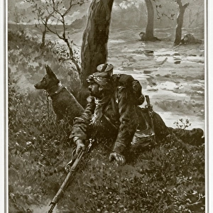 A French Sentry and his War Dog on Duty