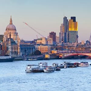UK, England, London, The City of London skyline and River Thames