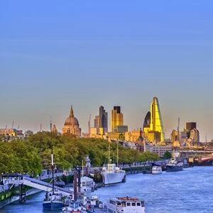 UK, England, London, City of London Skyline and River Thames
