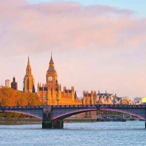 UK, England, London, Houses of Parliament, Big Ben, London Eye and Lambeth Bridge