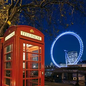 UK, England, London, London Eye, telephone box