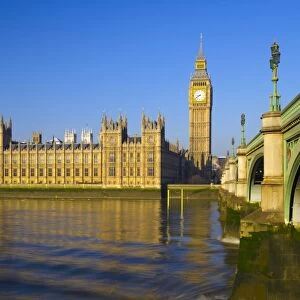 UK, England, London, Westminster Bridge over River Thames and Big Ben