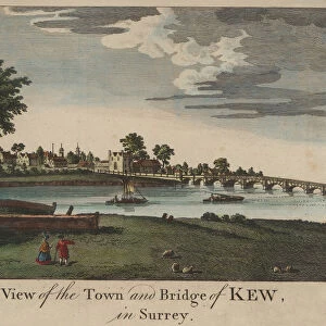 Antique Coloured Engraving of Kew in Surrey