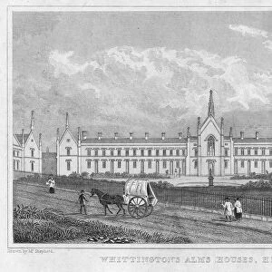 Antique print of Alms Houses in London