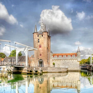 The city portal with a ancient wall and bridge of the town Zierikzee