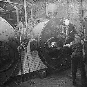 Gravesend Water Works in Kent. The boiler room. 1939