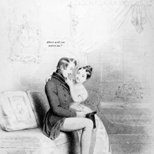 Leap Year! Queen Victoria proposing to Albert, published 1840 (engraving)