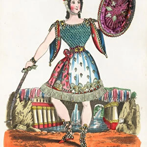 Mrs Honey as Lurline (coloured engraving)