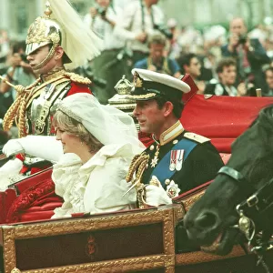 Prince Charles and Princess Diana get married. Picture taken after