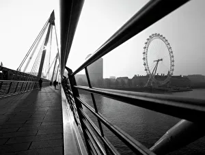 UK, London, Hungerford Bridge over River Thames and London Eye UK, London, Hungerford Bridge over River Thames and London Eye