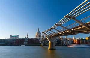 UK, London, St. Pauls Cathedral and Millennium Bridge over River Thames UK, London, St. Pauls Cathedral and Millennium Bridge over River Thames